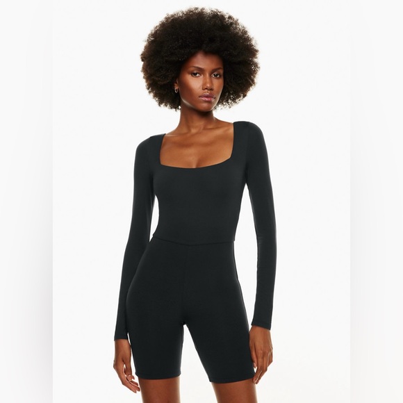 Aritzia Pants - Aritzia Contour Squareneck Bodysuit Shorts Size Small Black